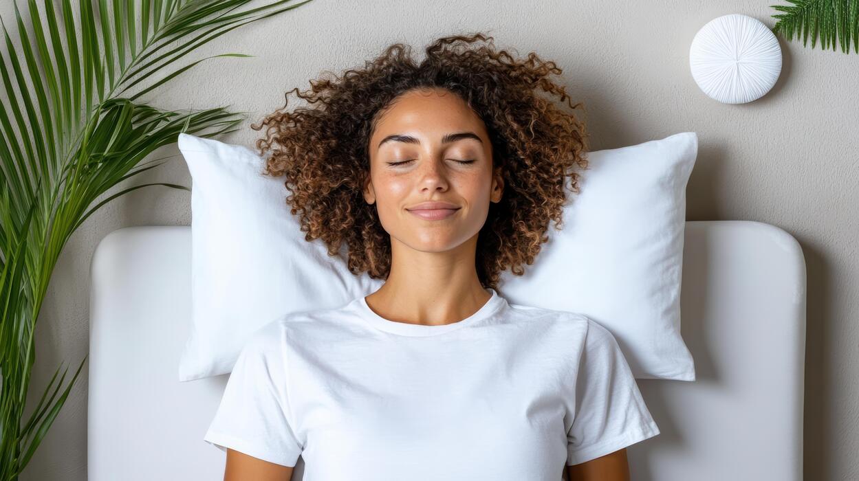 ear pain home remedies - A woman is sleeping in a bed with white pillows
