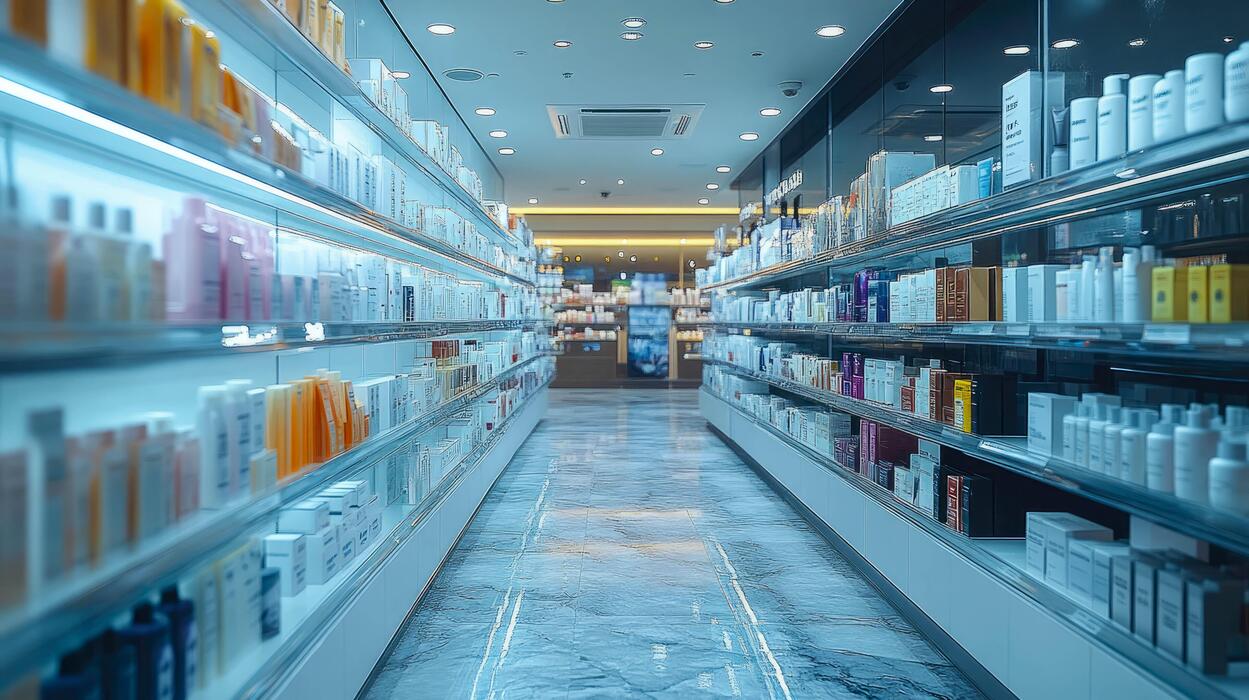 Can I buy Viagra over the counter at Boots - A long aisle in a store with lots of products