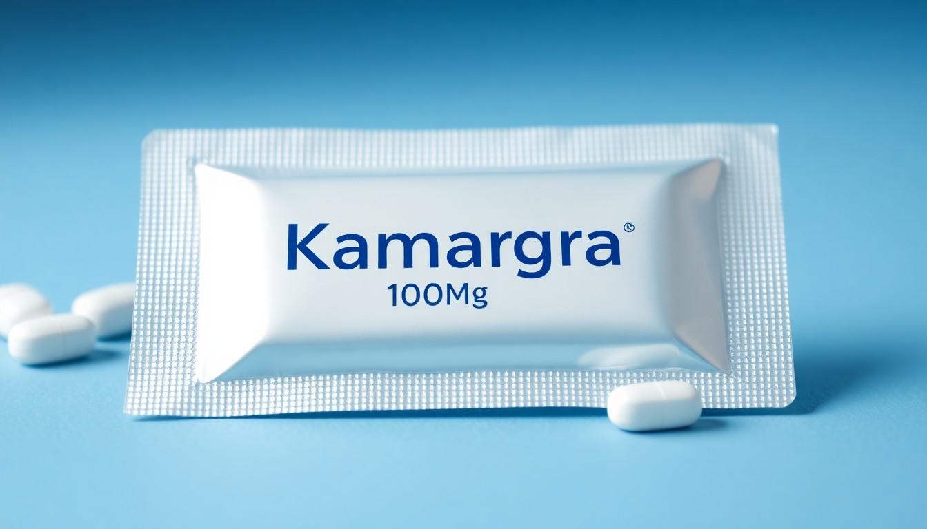 Kamagra Oral Jelly 100mg UK - sildenafil gel sachet medication close up