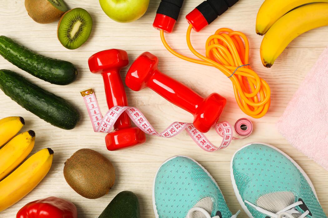 viagra pills for men - A variety of fitness equipment and fruits
