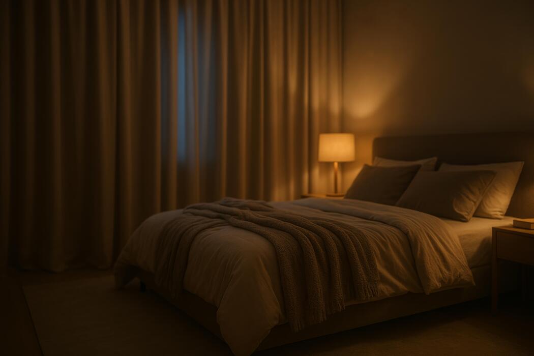 how to fall asleep faster with adhd - Cozy Bedroom With Warm Lighting and Soft Textures for Relaxation and Comfort