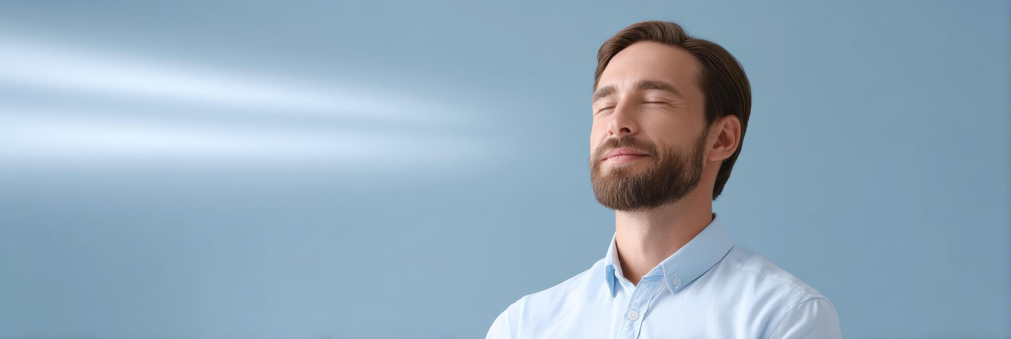 What is the closest drug to zopiclone? - Calm man breathing fresh air with peaceful and serene expression on his face. concept shows wellness, relaxation, and mindfulness on blue background