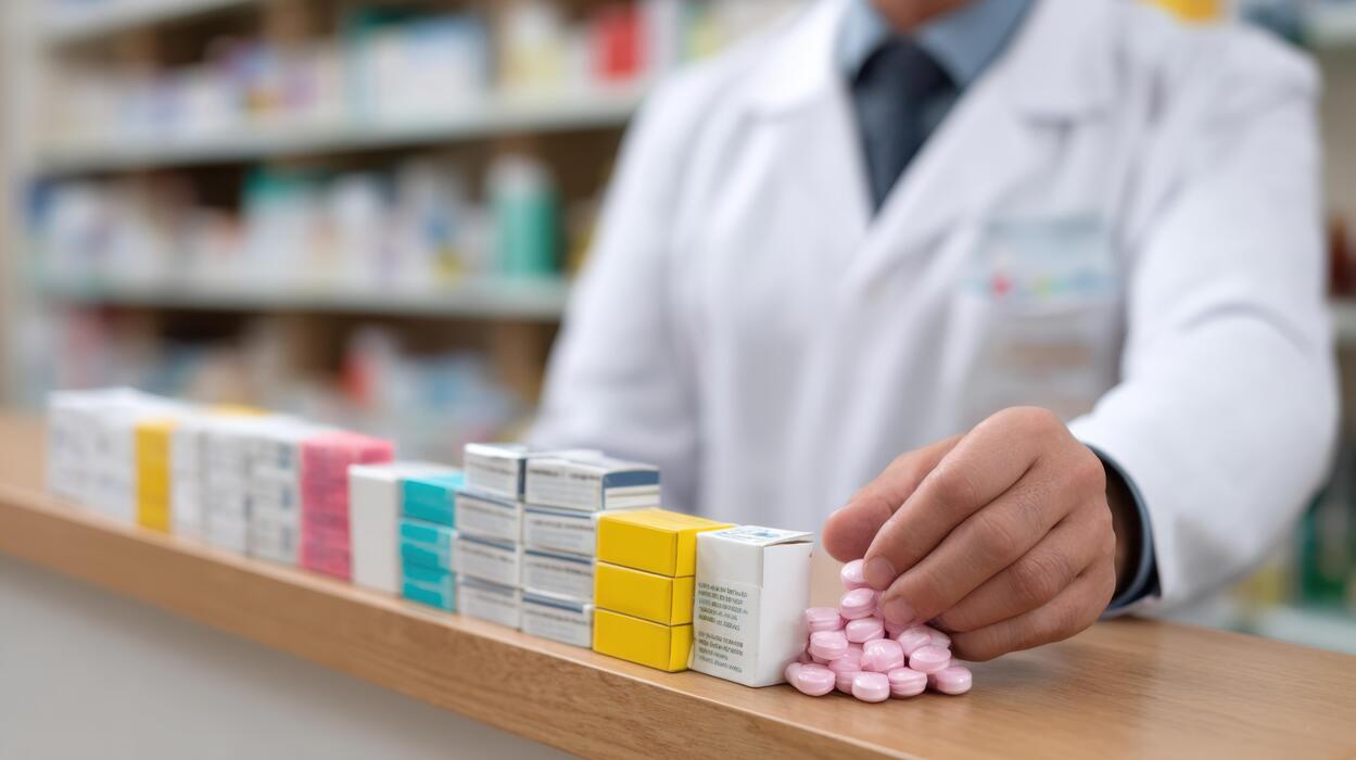 What is the best antibiotic to take for shingles? - Pharmacist Organizing Medication in a Pharmacy with Colorful Drug Packages and Pills on the Counter