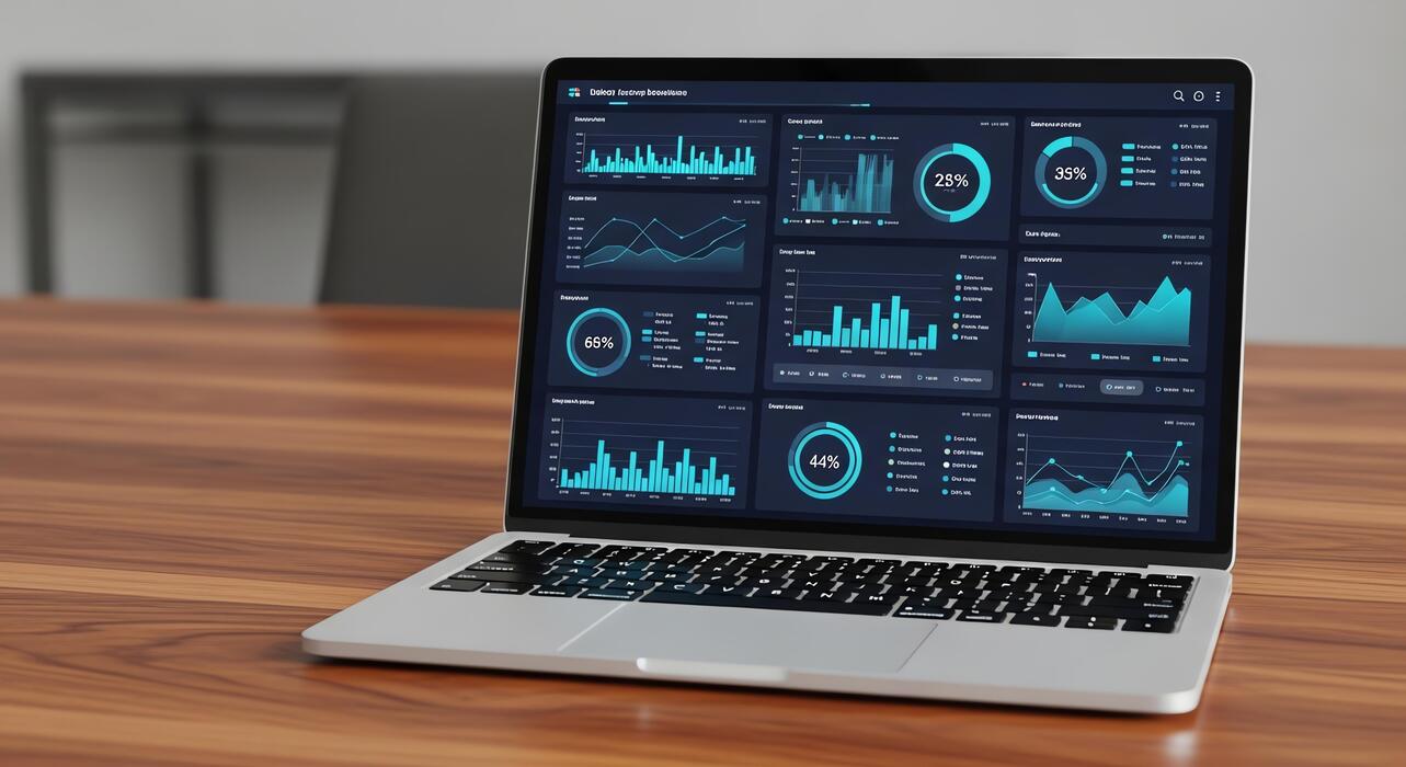 How can I build a website for my small business? - Data visualization dashboard on laptop screen displaying business analytics and growth trends