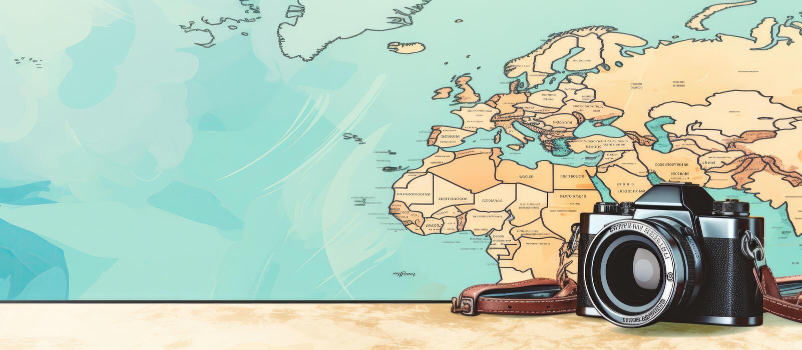 Cigarettes price - A camera sitting on a table in front of a map created with technology