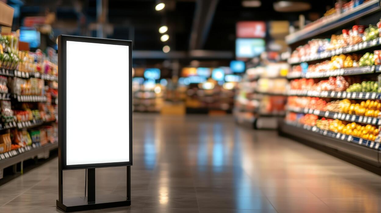 Superkings cigarettes price - Blank digital display in a grocery store