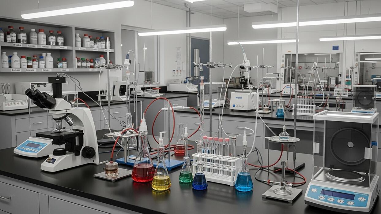 Research peptides for sale - Laboratory Science Equipment with Test Tubes and Microscopes in Modern Scientific Lab